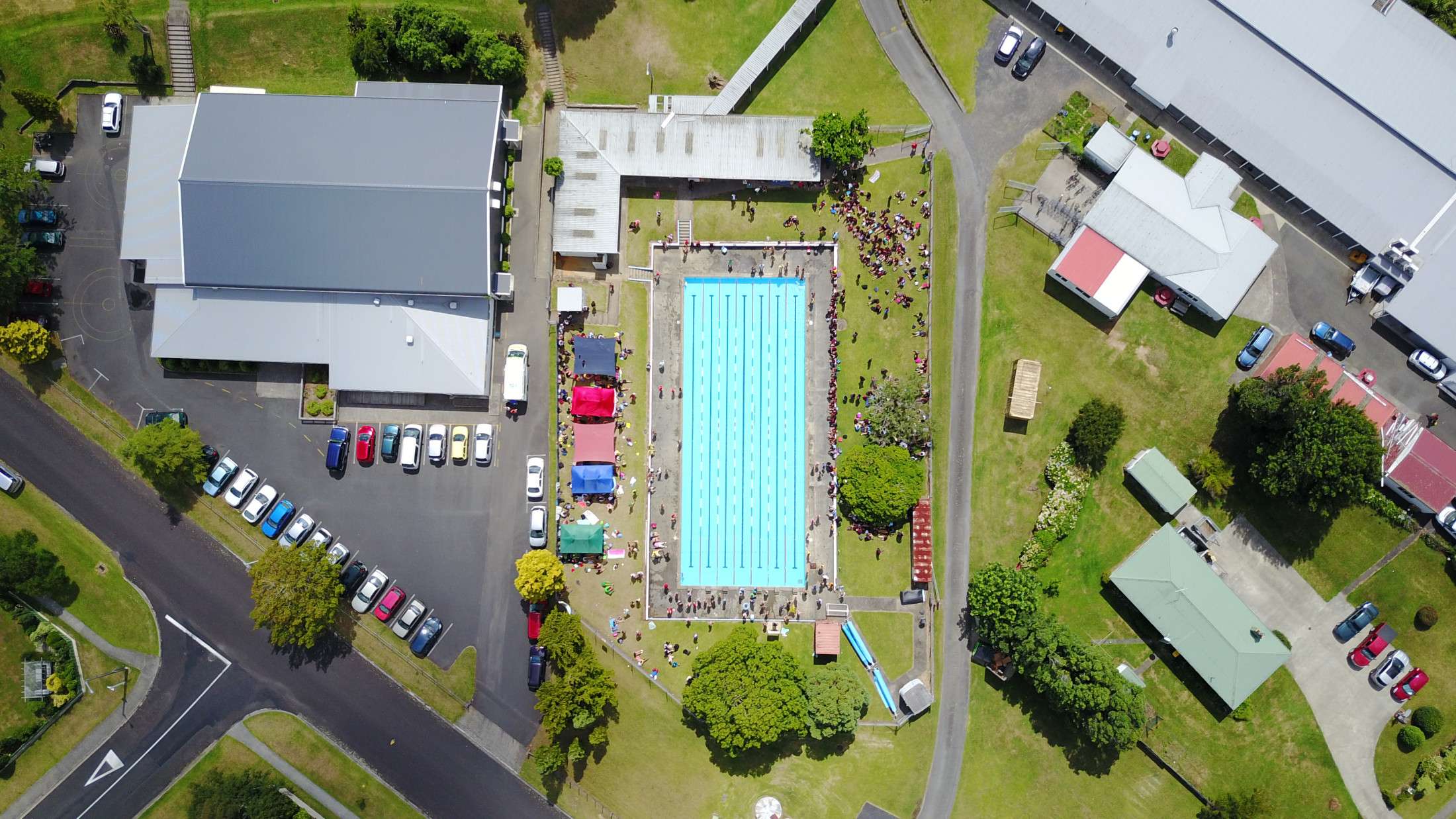 Aerial View Of Gymnasium And Pool